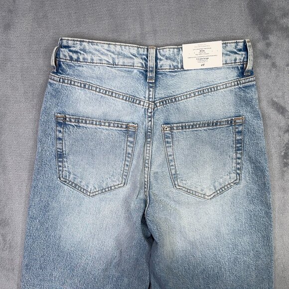 H&M Jeans Womens Size 2 Wide Leg Cropped High Waist Regular Fit Light Blue NWT - Picture 4 of 12